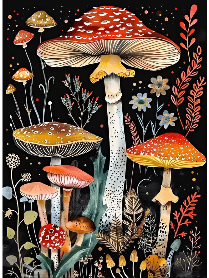 Mystische Waldpilze Verzauberte Naturszene